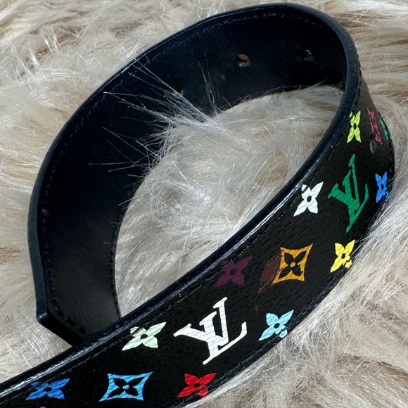Authentic Louis Vuitton Murakami Black Monogram Belt Size 75 XS - Picture 9 of 13